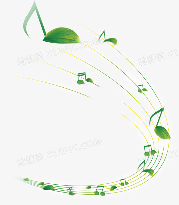 绿叶音乐符号带漂浮装饰