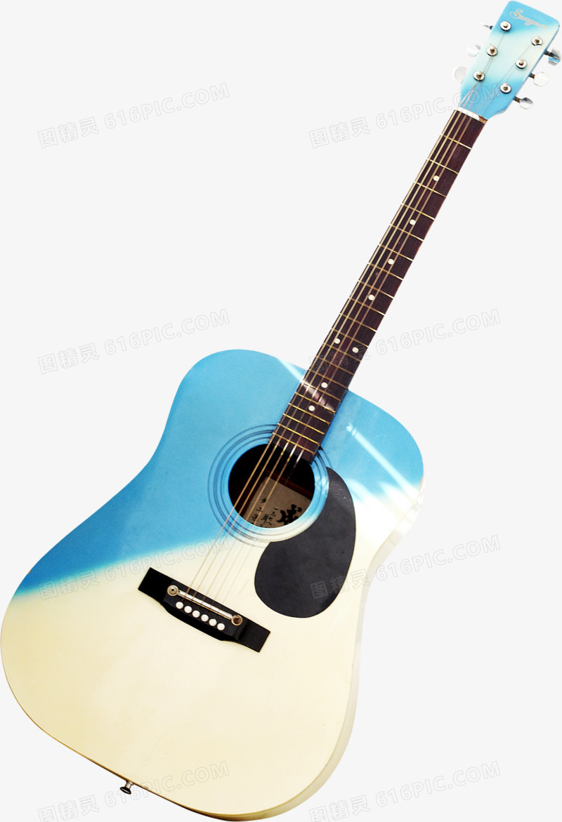 创意高清合成蓝色吉他造型