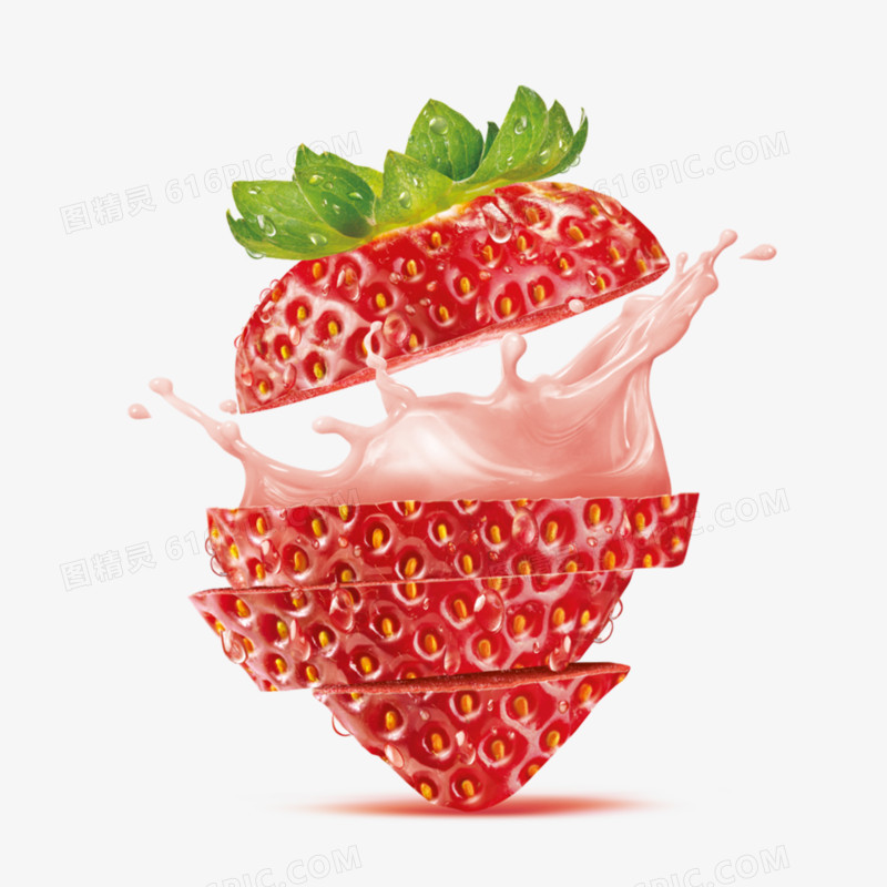 创意草莓奶昔免抠素材