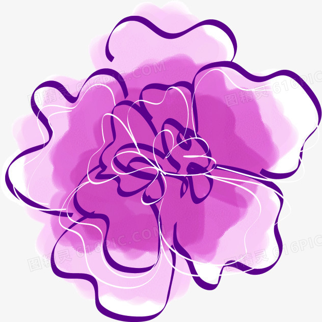 创意合成手绘紫色的花朵