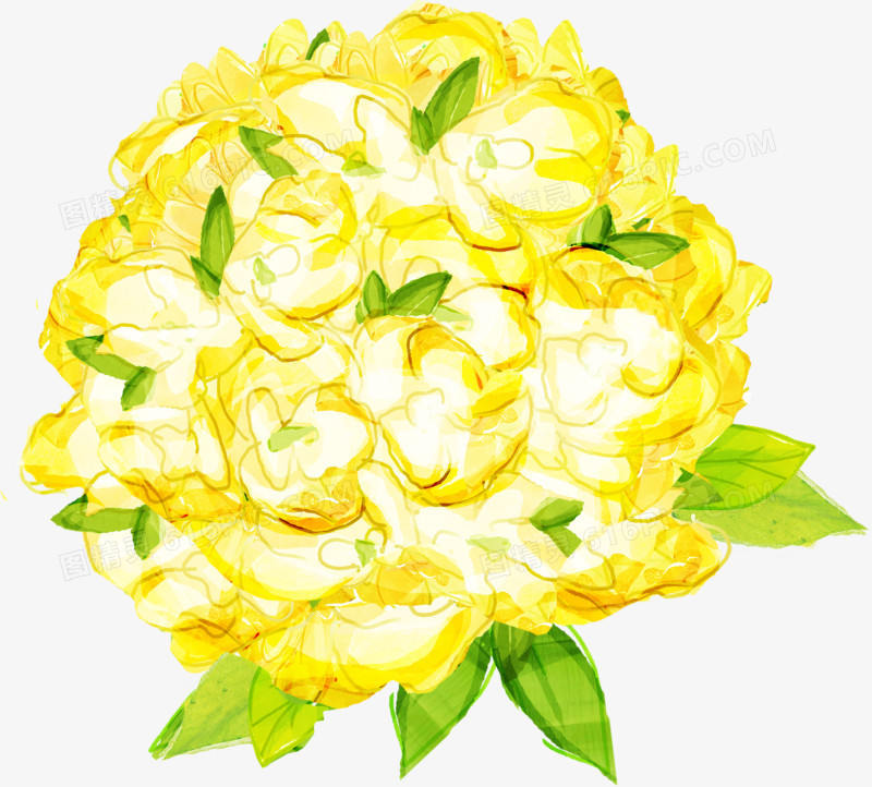 手绘合成黄色的花束
