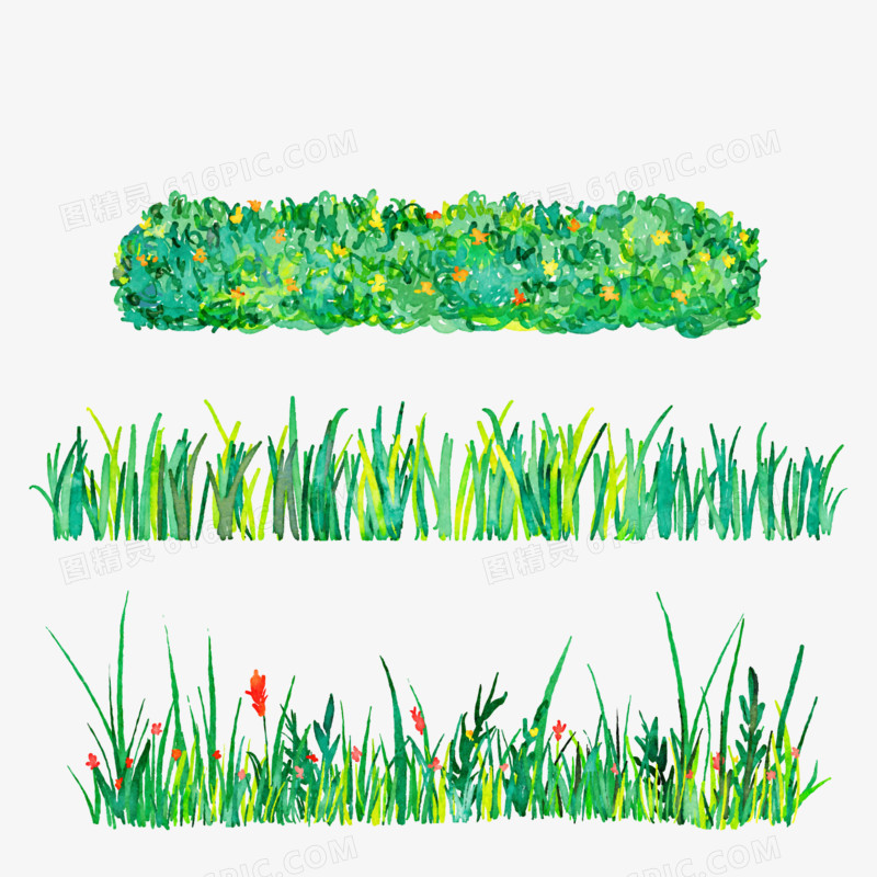 水彩绘花园草地矢量素材