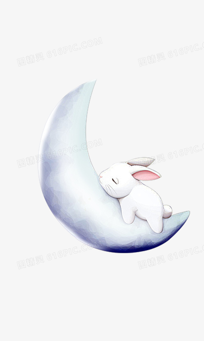 兔子在月亮上睡觉图片免费下载