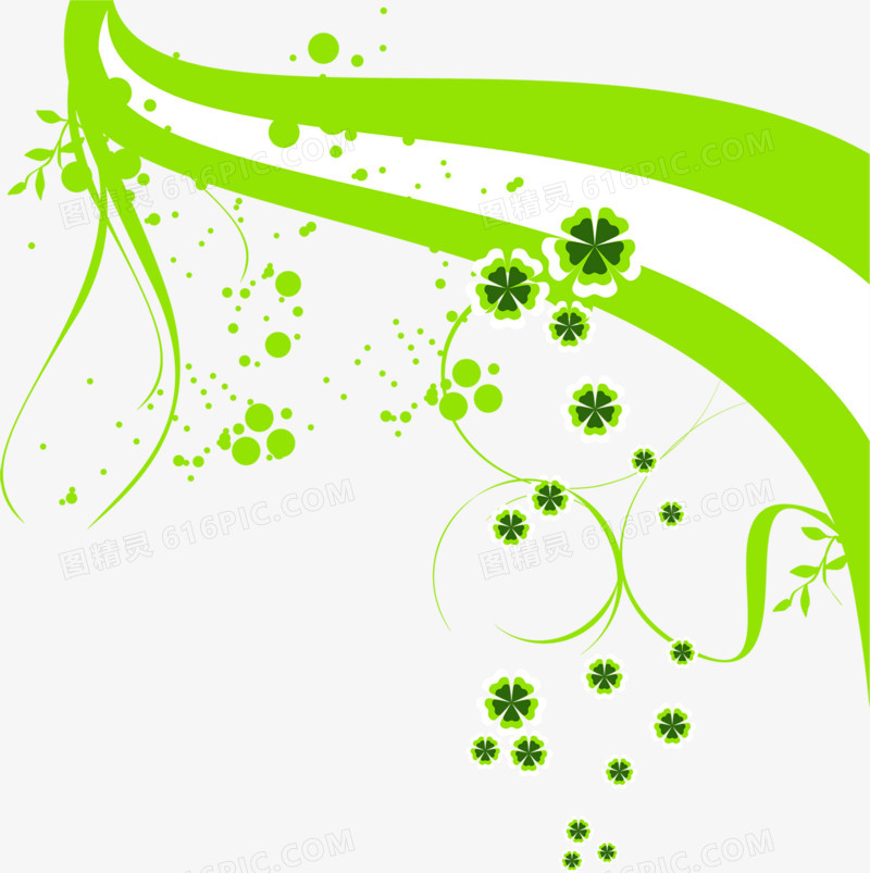 扁平手绘创意合成绿色花卉文理