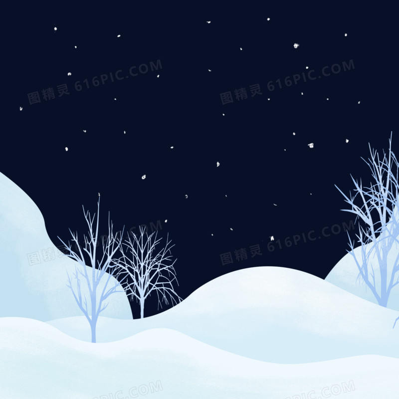 手绘冬天雪景边框素材