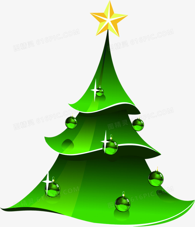 扁平风格创意合成绿色的圣诞树效果