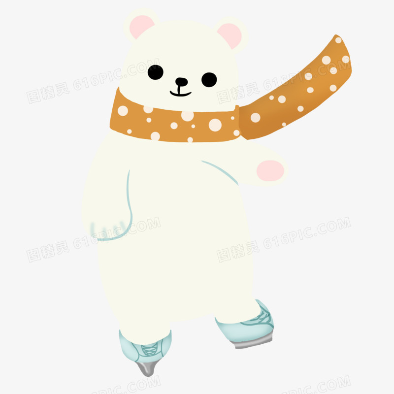 手绘北极熊溜冰免抠素材