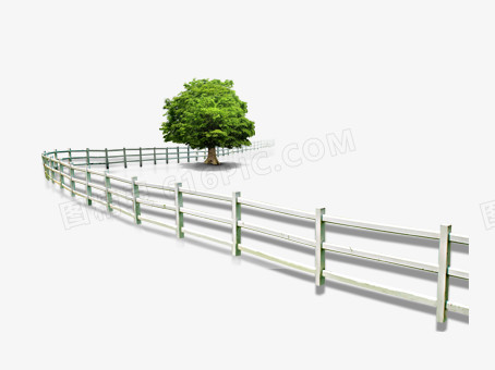 围栏里的绿树