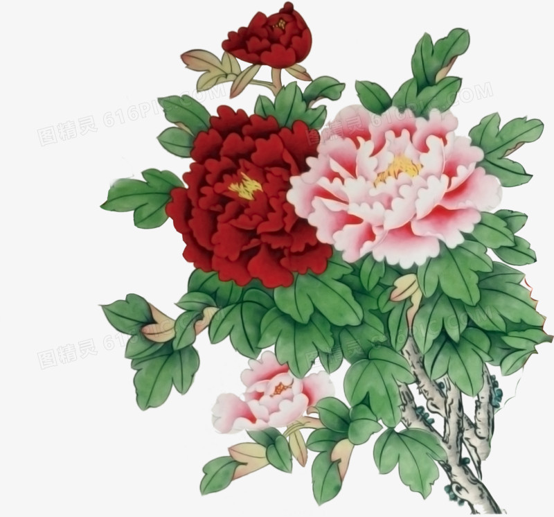 创意手绘合成红色的海棠花效果