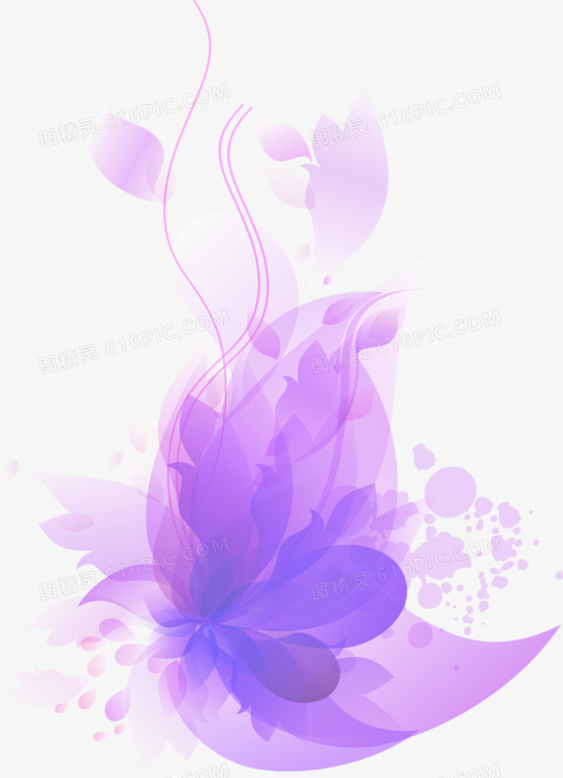 紫色梦幻手绘植物花朵