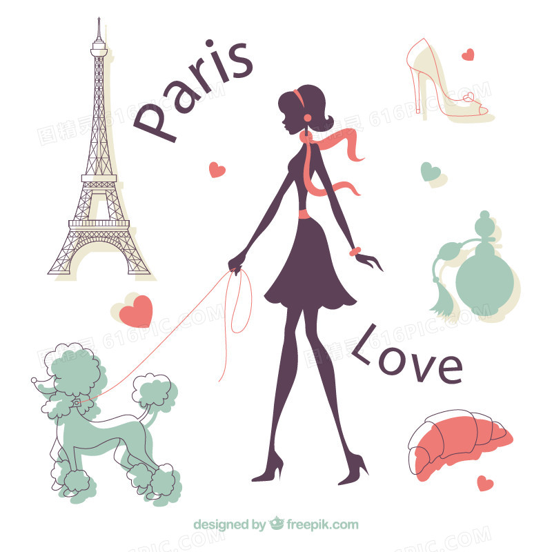 巴黎女性插画免费下载