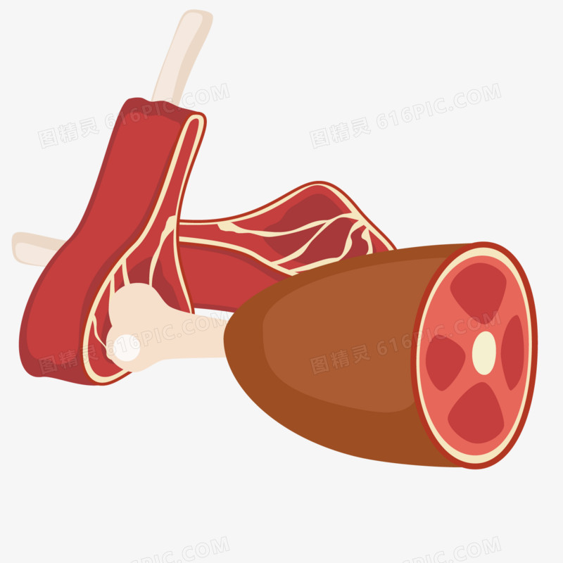 矢量手绘猪肉