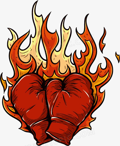 火焰和拳击手套卡通图