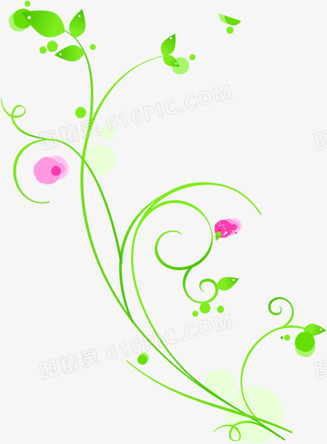 创意手绘和合成能扁平绿色的藤蔓效果