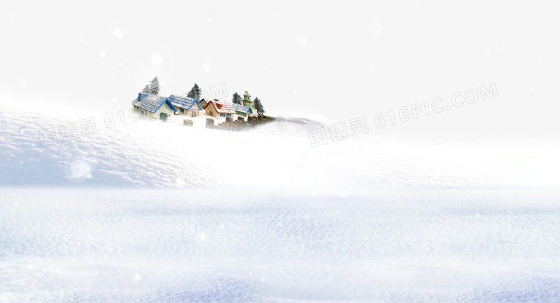 雪地里远处的房子