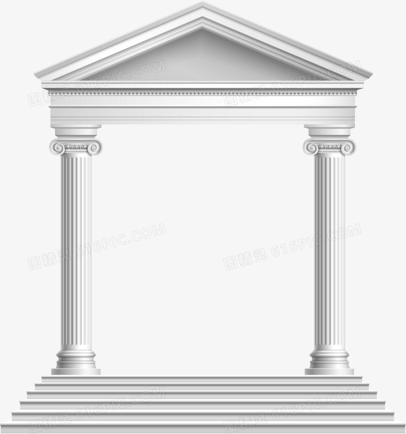 矢量手绘罗马柱建筑