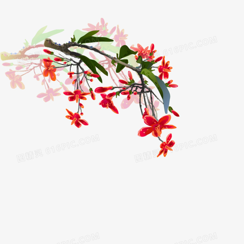 新春装饰花朵免扣元素