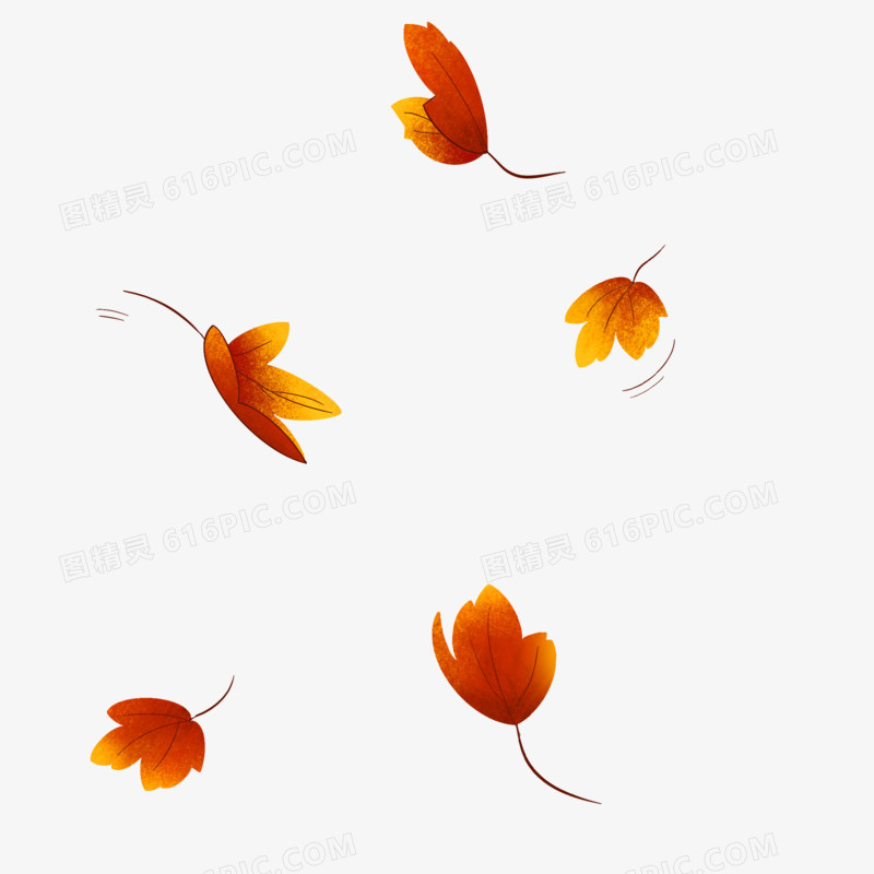 手绘秋天的落叶漂浮元素