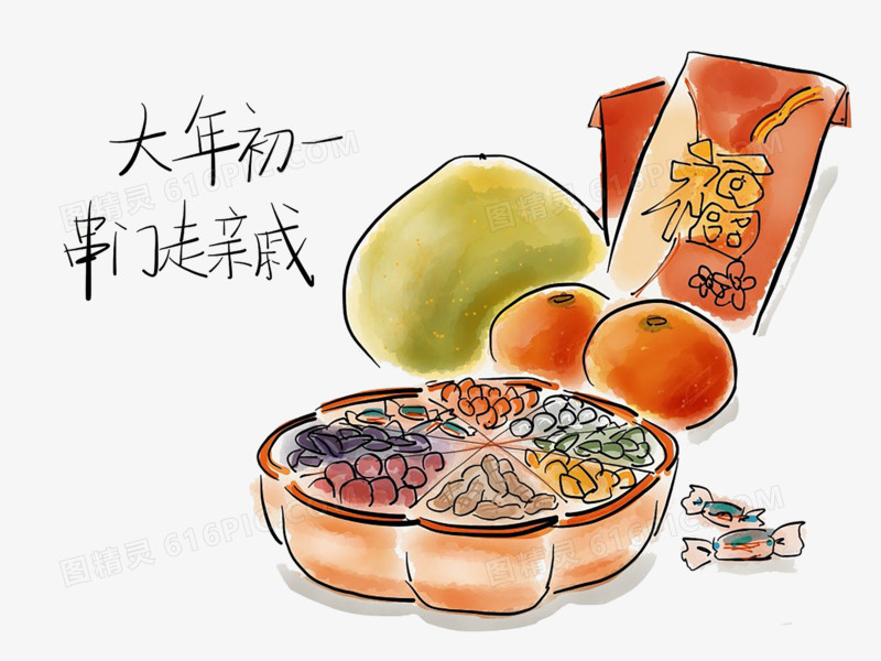 食品 春节 手绘 卡通