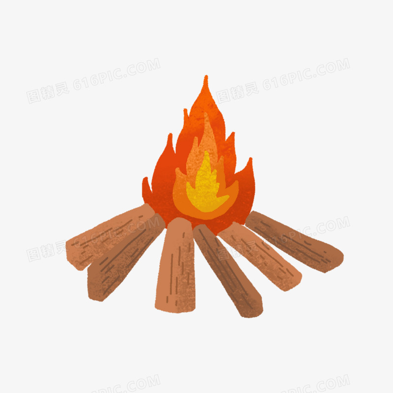 卡通手绘木材火堆素材