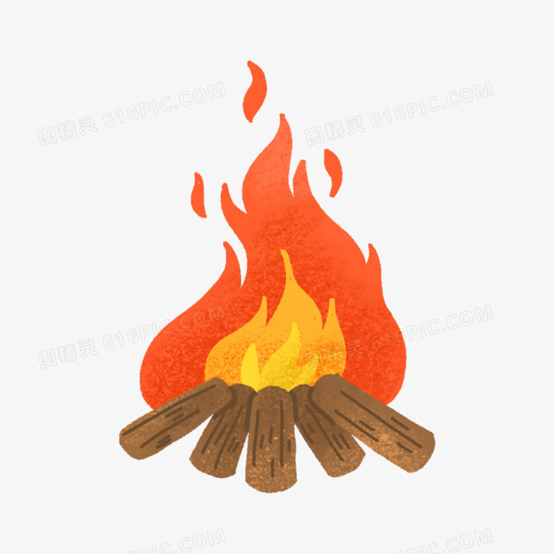 卡通手绘温暖的火堆素材