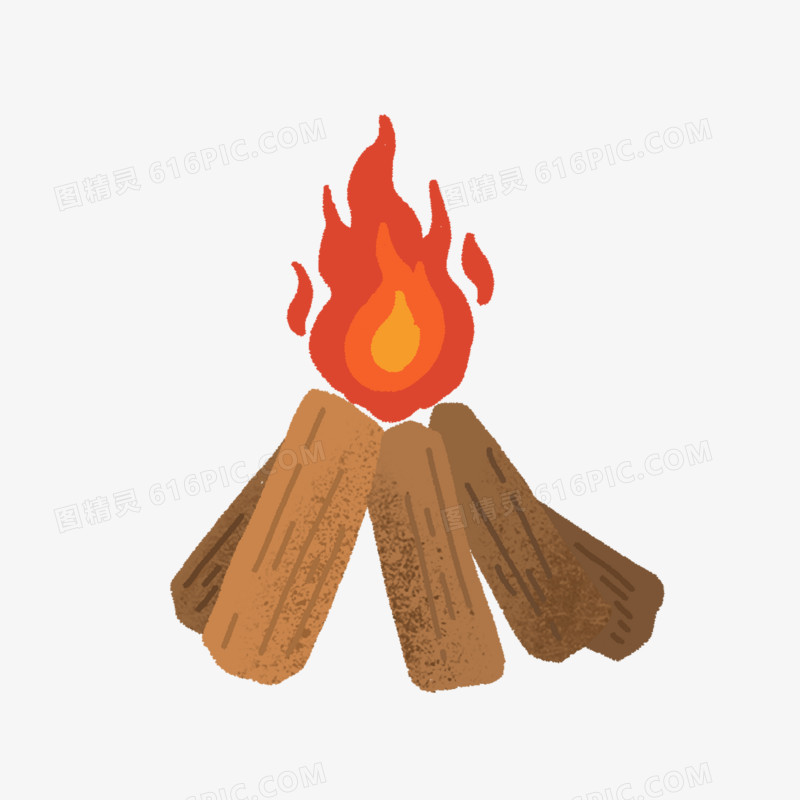 卡通手绘木头火堆素材