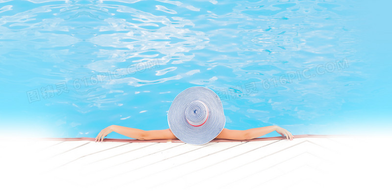 游泳池里的女人海报背景