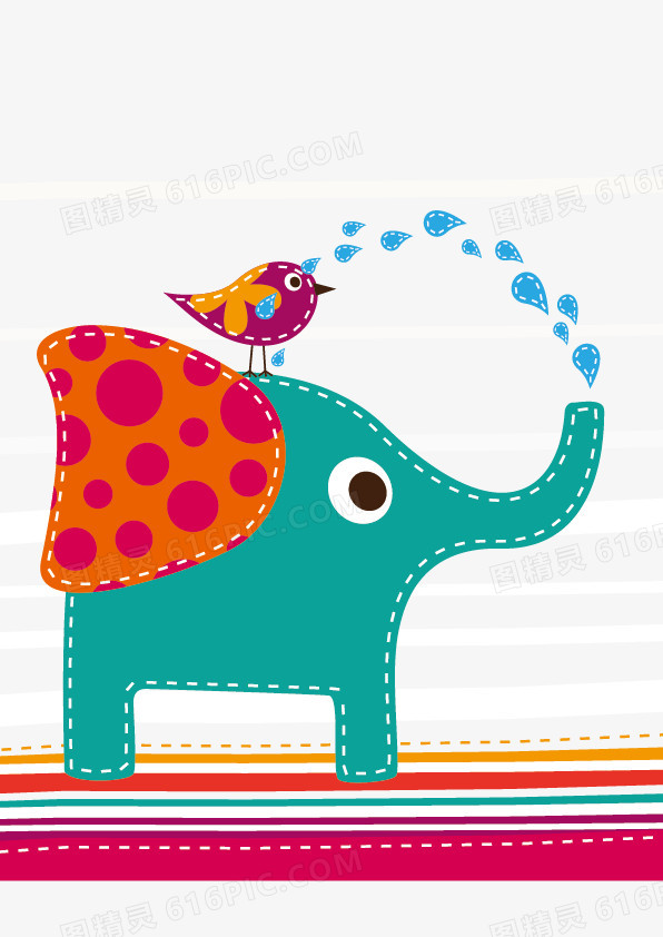 儿童插画大象矢量素材图片免费下载