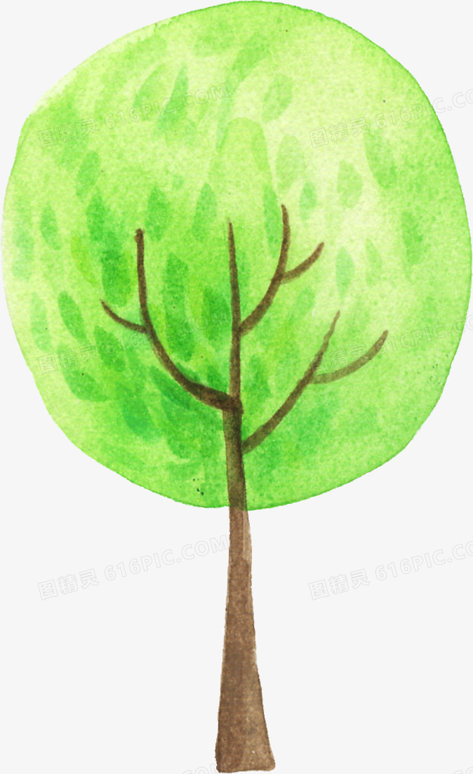 手绘创意合成绿色植物树木