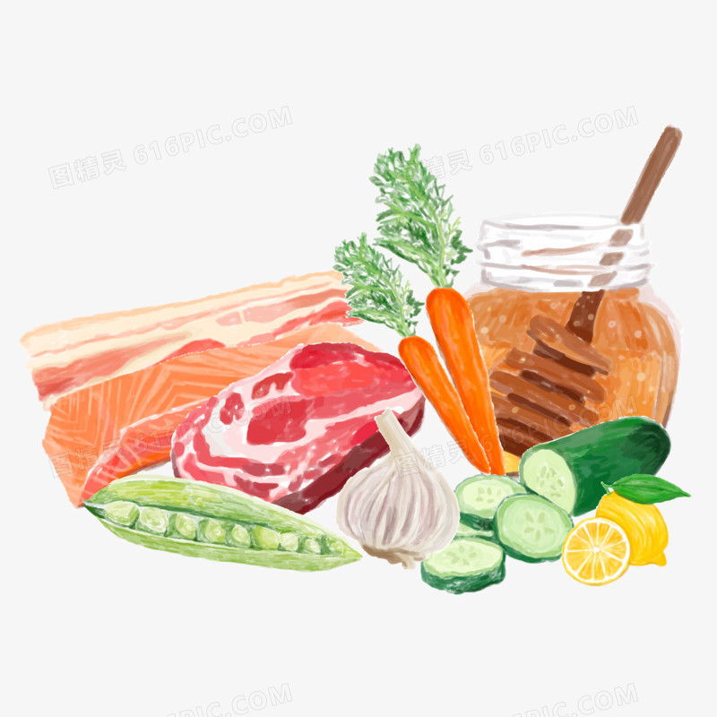手绘食物食材蔬菜果蔬肉类素材
