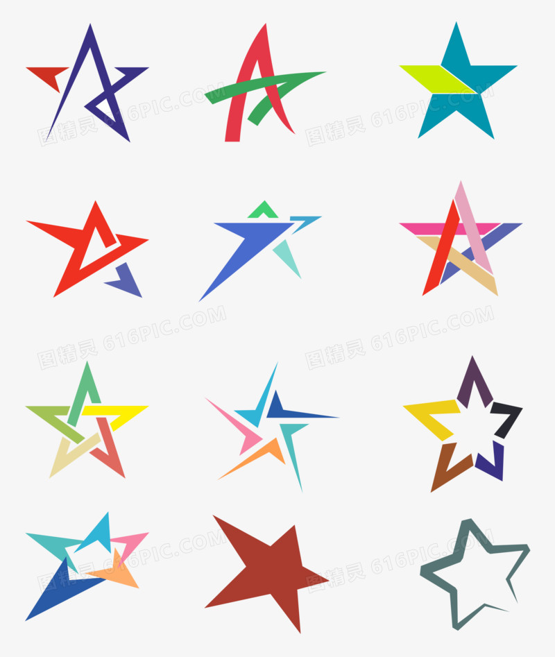 形状各异多彩的五角星