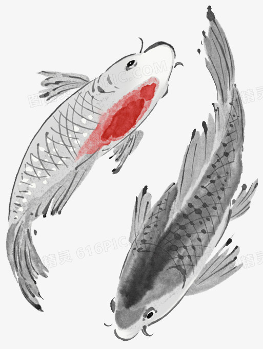 中国风素材 卡通手绘鱼