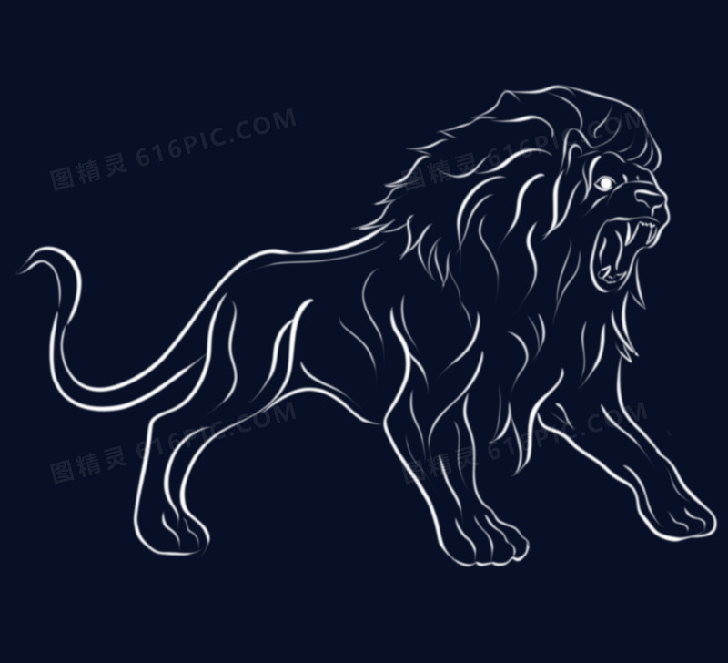 狮子座线稿图片