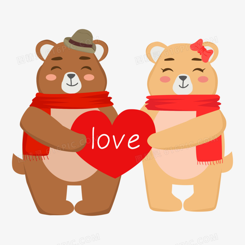 卡通抱抱熊情侣素材