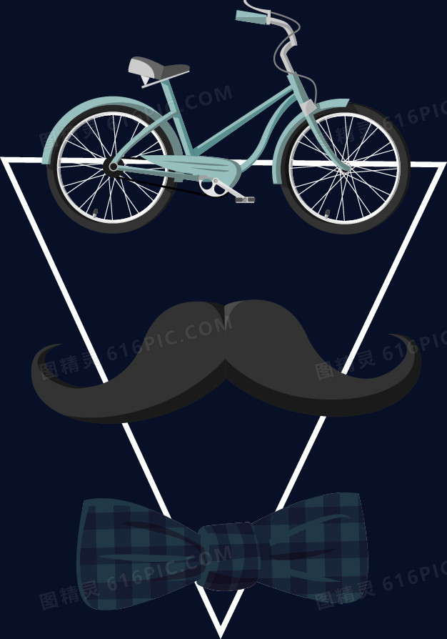 三角几何男人胡子自行车