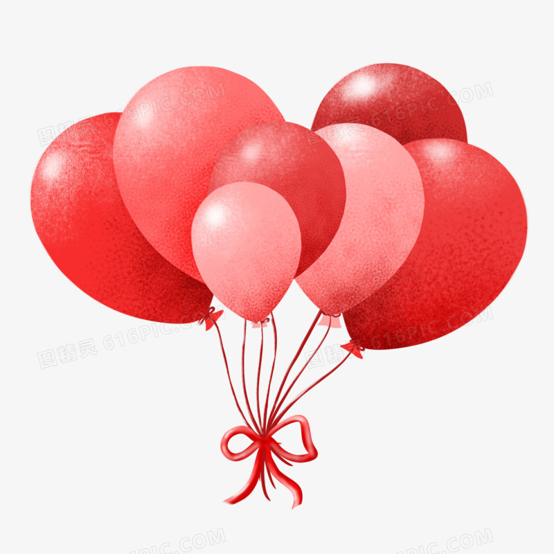手绘卡通红色气球免抠元素