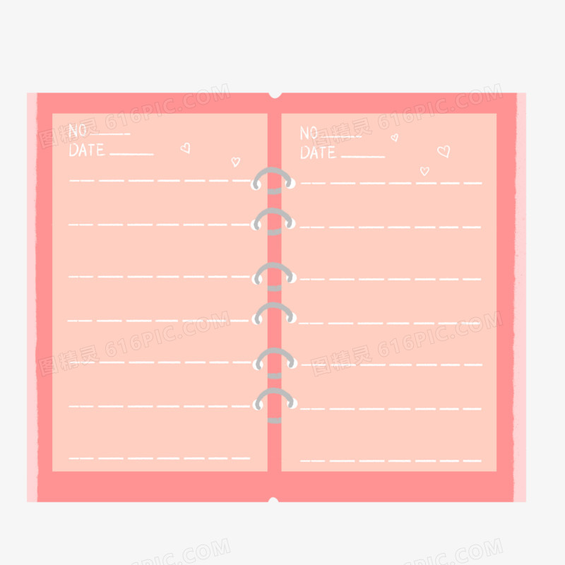 卡通粉色书本笔记本内页边框元素