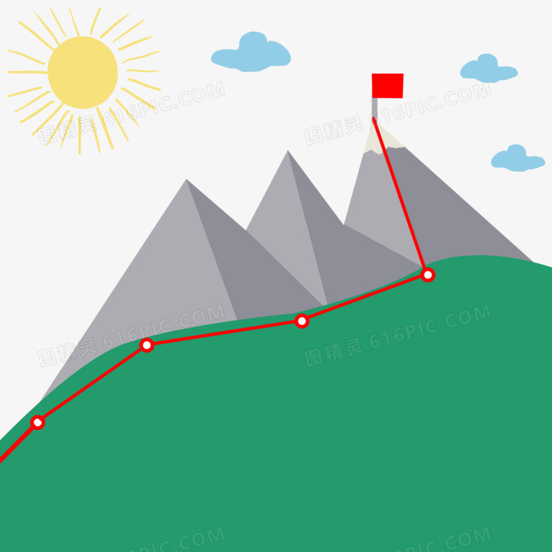 手绘登顶路线图素材