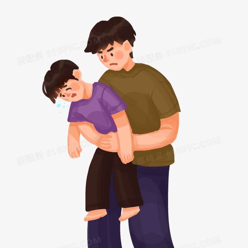 手绘小孩子海姆立克急救法插画元素