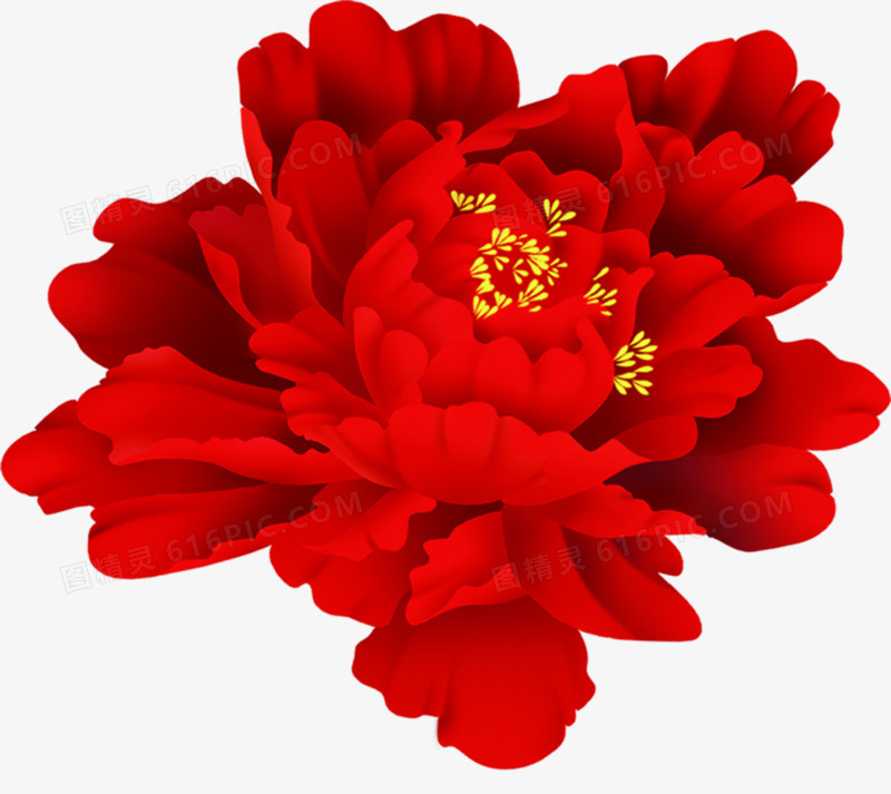 红色复古中式牡丹