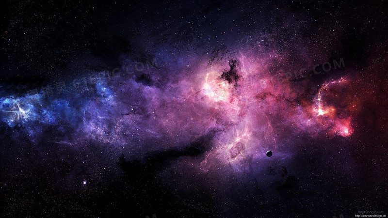 宇宙中的紫色蓝色星座海报背景