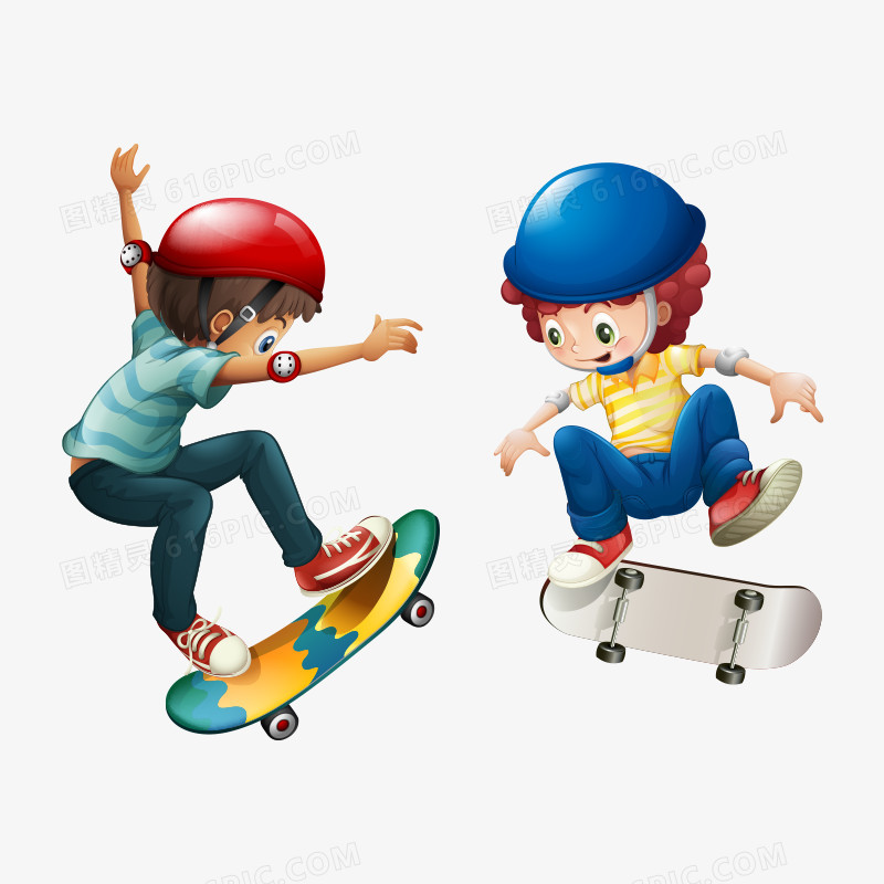 卡通人物 滑板男孩