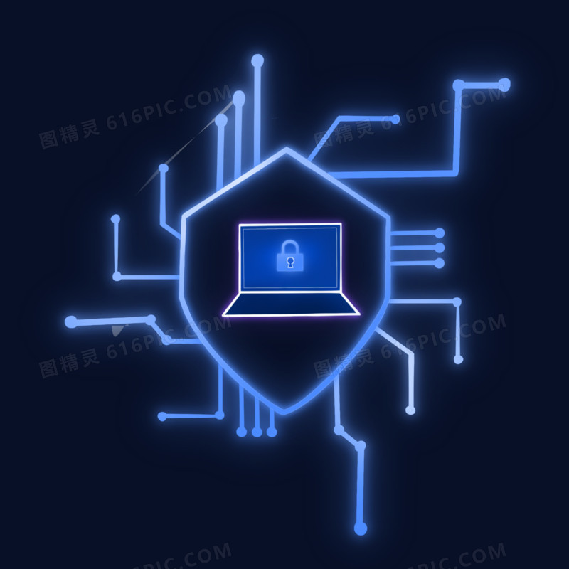 蓝色发光网络安全元素