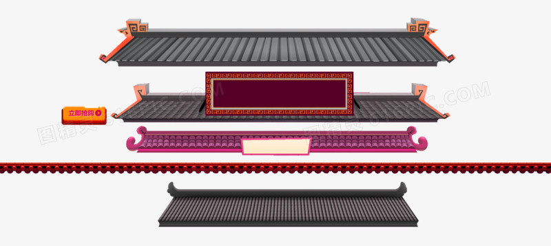 棕色中国风屋顶装饰图案