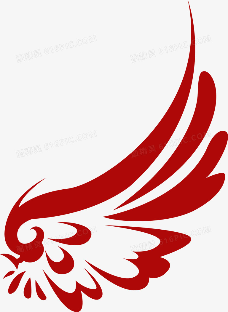红色艺术翅膀手绘造型