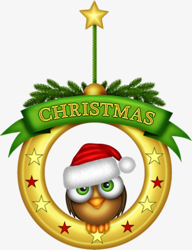 手绘圣诞小鸟装饰圆形边框
