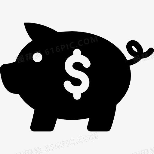 小猪银行储蓄工具侧视图与美元符号图标