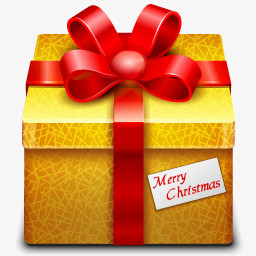 黄色圣诞节礼物盒子 红色丝带