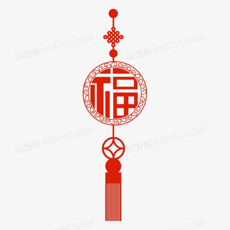 新年春节中国结剪纸灯笼免抠元素