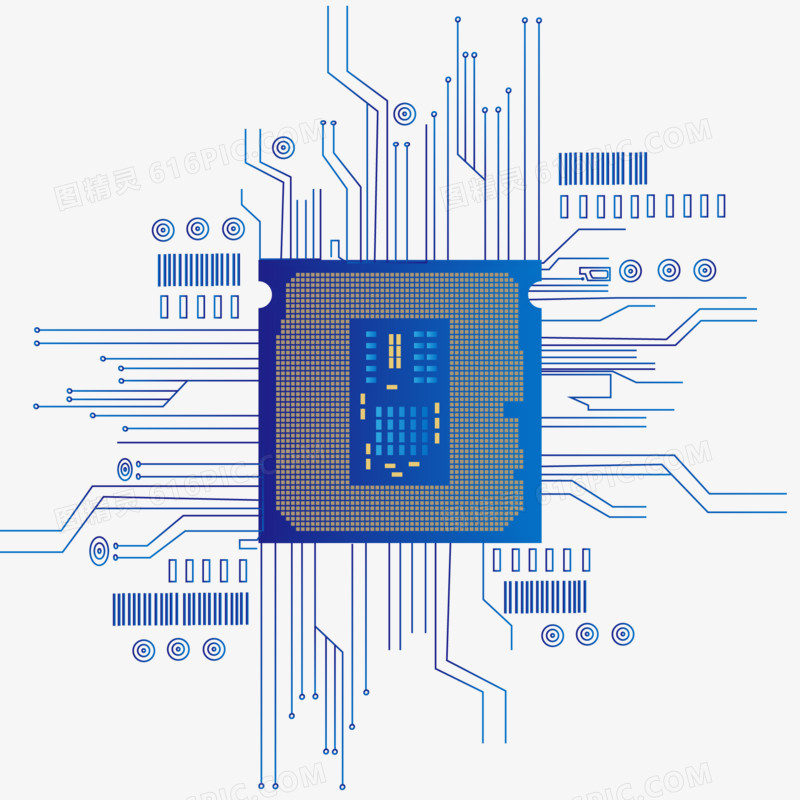 手绘矢量科技感高级芯片效果素材